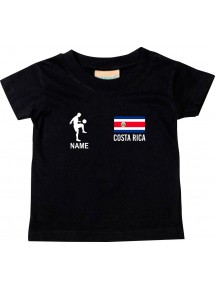 Kinder T-Shirt Fussballshirt Costa Rica mit Ihrem Wunschnamen bedruckt, schwarz, 0-6 Monate