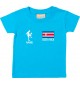 Kinder T-Shirt Fussballshirt Costa Rica mit Ihrem Wunschnamen bedruckt, tuerkis, 0-6 Monate