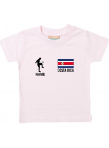 Kinder T-Shirt Fussballshirt Costa Rica mit Ihrem Wunschnamen bedruckt, rosa, 0-6 Monate