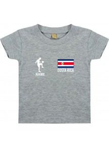 Kinder T-Shirt Fussballshirt Costa Rica mit Ihrem Wunschnamen bedruckt, grau, 0-6 Monate