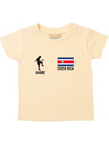 Kinder T-Shirt Fussballshirt Costa Rica mit Ihrem Wunschnamen bedruckt, hellgelb, 0-6 Monate