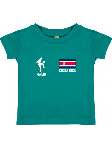 Kinder T-Shirt Fussballshirt Costa Rica mit Ihrem Wunschnamen bedruckt, jade, 0-6 Monate