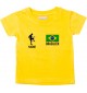 Kinder T-Shirt Fussballshirt Brasilien mit Ihrem Wunschnamen bedruckt, gelb, 0-6 Monate