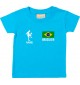 Kinder T-Shirt Fussballshirt Brasilien mit Ihrem Wunschnamen bedruckt, tuerkis, 0-6 Monate
