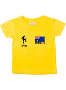 Kinder T-Shirt Fussballshirt Australien mit Ihrem Wunschnamen bedruckt, gelb, 0-6 Monate