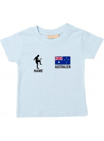 Kinder T-Shirt Fussballshirt Australien mit Ihrem Wunschnamen bedruckt, hellblau, 0-6 Monate