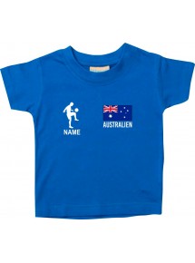 Kinder T-Shirt Fussballshirt Australien mit Ihrem Wunschnamen bedruckt, royal, 0-6 Monate