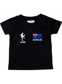 Kinder T-Shirt Fussballshirt Australien mit Ihrem Wunschnamen bedruckt, schwarz, 0-6 Monate