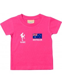 Kinder T-Shirt Fussballshirt Australien mit Ihrem Wunschnamen bedruckt, pink, 0-6 Monate