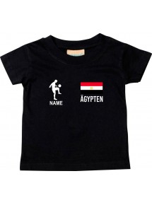 Kinder T-Shirt Fussballshirt Ägypten mit Ihrem Wunschnamen bedruckt, schwarz, 0-6 Monate