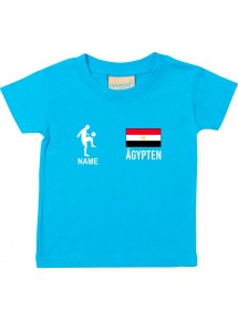 Kinder T-Shirt Fussballshirt Ägypten mit Ihrem Wunschnamen bedruckt, tuerkis, 0-6 Monate