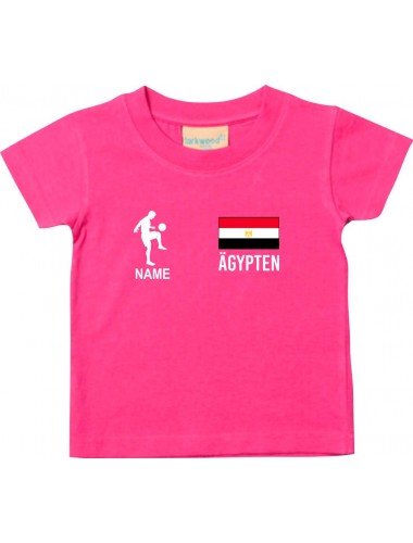 Kinder T-Shirt Fussballshirt Ägypten mit Ihrem Wunschnamen bedruckt, pink, 0-6 Monate