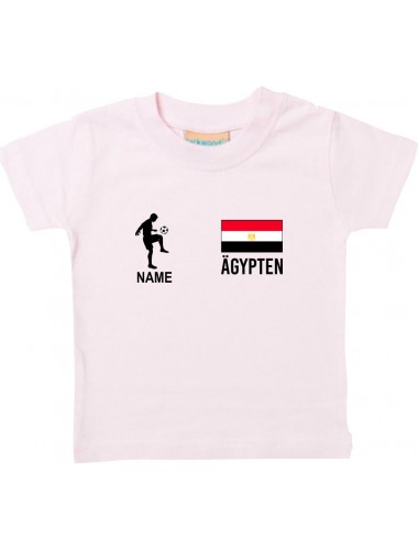 Kinder T-Shirt Fussballshirt Ägypten mit Ihrem Wunschnamen bedruckt, rosa, 0-6 Monate