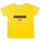 Baby Kids T-Shirt Fußball Ländershirt Dänemark, gelb, 0-6 Monate