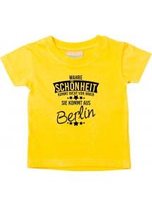 Kinder T-Shirt  Wahre Schönheit kommt aus Berlin gelb, 0-6 Monate