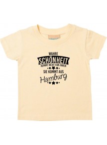 Kinder T-Shirt  Wahre Schönheit kommt aus Hamburg hellgelb, 0-6 Monate