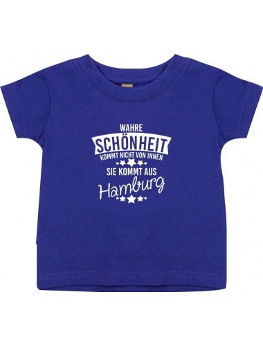 Kinder T-Shirt  Wahre Schönheit kommt aus Hamburg lila, 0-6 Monate