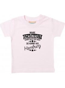 Kinder T-Shirt  Wahre Schönheit kommt aus Hamburg rosa, 0-6 Monate