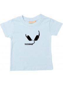 Kinder T-Shirt Techno Musik Kopfhörer Headphone Music Club Kult Club Kult, hellblau, 0-6 Monate