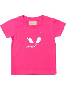 Kinder T-Shirt Techno Musik Kopfhörer Headphone Music Club Kult Club Kult, pink, 0-6 Monate