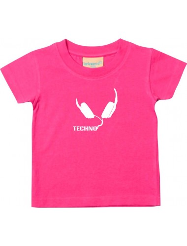 Kinder T-Shirt Techno Musik Kopfhörer Headphone Music Club Kult Club Kult, pink, 0-6 Monate