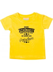 Kinder T-Shirt  Wahre Schönheit kommt aus Potsdam gelb, 0-6 Monate