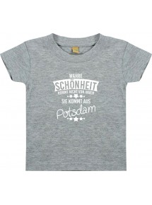 Kinder T-Shirt  Wahre Schönheit kommt aus Potsdam grau, 0-6 Monate