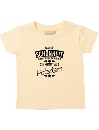Kinder T-Shirt  Wahre Schönheit kommt aus Potsdam hellgelb, 0-6 Monate