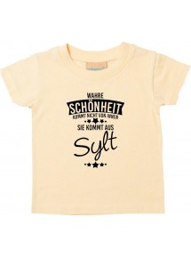 Kinder T-Shirt  Wahre Schönheit kommt aus Sylt hellgelb, 0-6 Monate