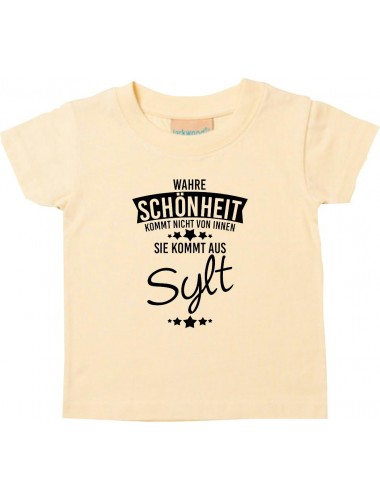 Kinder T-Shirt  Wahre Schönheit kommt aus Sylt hellgelb, 0-6 Monate