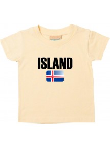 Baby Kids T-Shirt Fußball Ländershirt Island, hellgelb, 0-6 Monate
