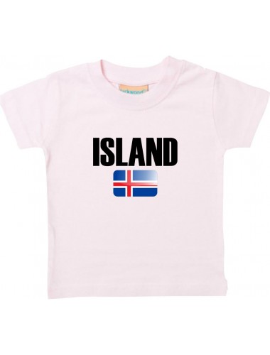 Baby Kids T-Shirt Fußball Ländershirt Island, rosa, 0-6 Monate