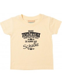 Kinder T-Shirt  Wahre Schönheit kommt aus Schalke hellgelb, 0-6 Monate
