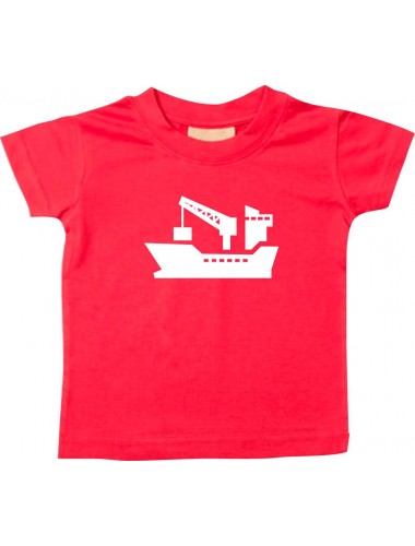 Süßes Kinder T-Shirt Frachter, Seefahrt, Übersee, Skipper, Kapitän, rot, 0-6 Monate