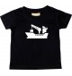 Süßes Kinder T-Shirt Frachter, Seefahrt, Übersee, Skipper, Kapitän, schwarz, 0-6 Monate