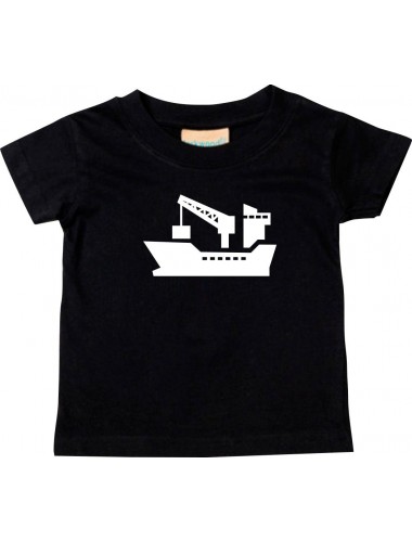 Süßes Kinder T-Shirt Frachter, Seefahrt, Übersee, Skipper, Kapitän, schwarz, 0-6 Monate