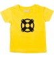 Süßes Kinder T-Shirt Bootssteuer, Boot, Skipper, Kapitän, gelb, 0-6 Monate