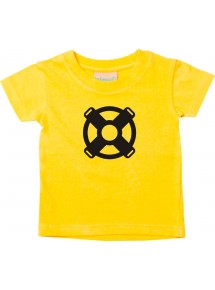 Süßes Kinder T-Shirt Bootssteuer, Boot, Skipper, Kapitän, gelb, 0-6 Monate