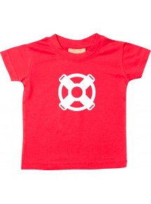 Süßes Kinder T-Shirt Bootssteuer, Boot, Skipper, Kapitän, rot, 0-6 Monate