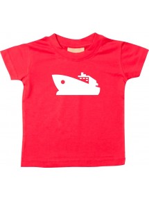 Süßes Kinder T-Shirt Yacht, Boot, Skipper, Kapitän, rot, 0-6 Monate