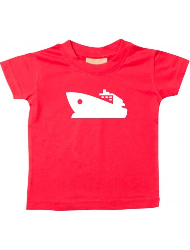 Süßes Kinder T-Shirt Yacht, Boot, Skipper, Kapitän, rot, 0-6 Monate