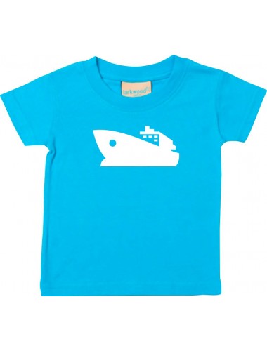 Süßes Kinder T-Shirt Yacht, Boot, Skipper, Kapitän, türkis, 0-6 Monate