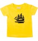 Süßes Kinder T-Shirt Segelboot, Boot, Skipper, Kapitän, gelb, 0-6 Monate
