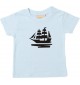 Süßes Kinder T-Shirt Segelboot, Boot, Skipper, Kapitän, hellblau, 0-6 Monate