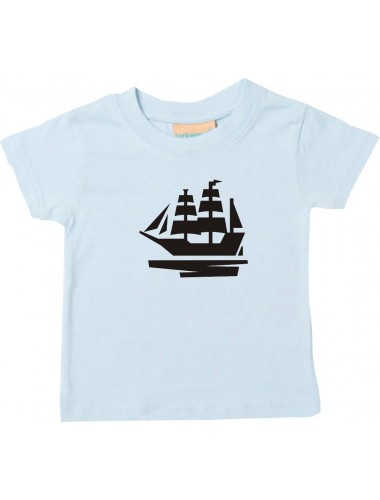 Süßes Kinder T-Shirt Segelboot, Boot, Skipper, Kapitän, hellblau, 0-6 Monate