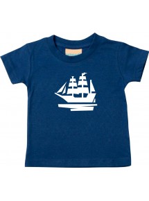 Süßes Kinder T-Shirt Segelboot, Boot, Skipper, Kapitän, navy, 0-6 Monate