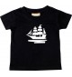 Süßes Kinder T-Shirt Segelboot, Boot, Skipper, Kapitän, schwarz, 0-6 Monate