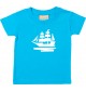 Süßes Kinder T-Shirt Segelboot, Boot, Skipper, Kapitän, türkis, 0-6 Monate