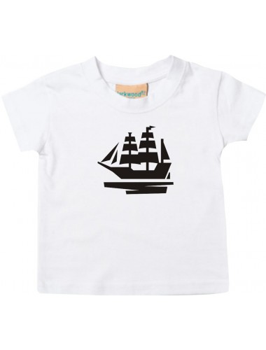Süßes Kinder T-Shirt Segelboot, Boot, Skipper, Kapitän, weiß, 0-6 Monate