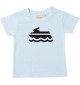 Süßes Kinder T-Shirt Jetski, Boot, Skipper, Kapitän, hellblau, 0-6 Monate